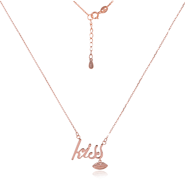 Позолоченое колье Губки и надпись Kiss 026215 детальное изображение ювелирного изделия Серебряные колье Позолоченое колье Губки и надпись Kiss 026215 детальное изображение ювелирного изделия Серебряные колье