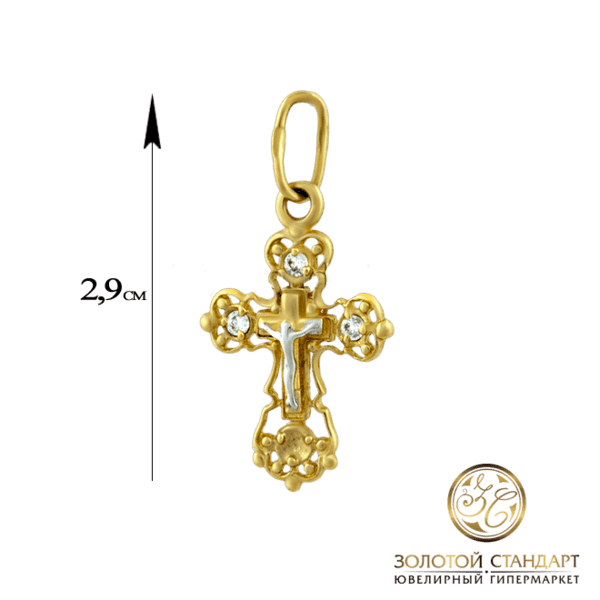 Золотий хрестик з цирконієм 60063 детальне зображення ювелірного виробу