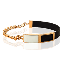 обзорное фото Золотой браслет на руку Цепь с каучуком 033889 Золотые браслеты обзорное фото Золотой браслет на руку Цепь с каучуком 033889  Золотые браслеты