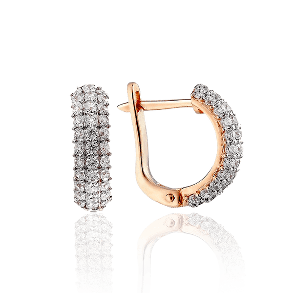 Золотые серьги с фианитами Классик 033305 детальное изображение ювелирного изделия Золотые серьги с фианитом