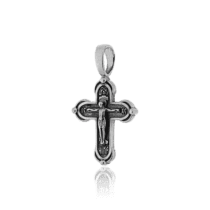 обзорное фото Серебряный крестик с Распятием и надписью Спаси и Сохрани 030677  Серебряные подвески крестики
