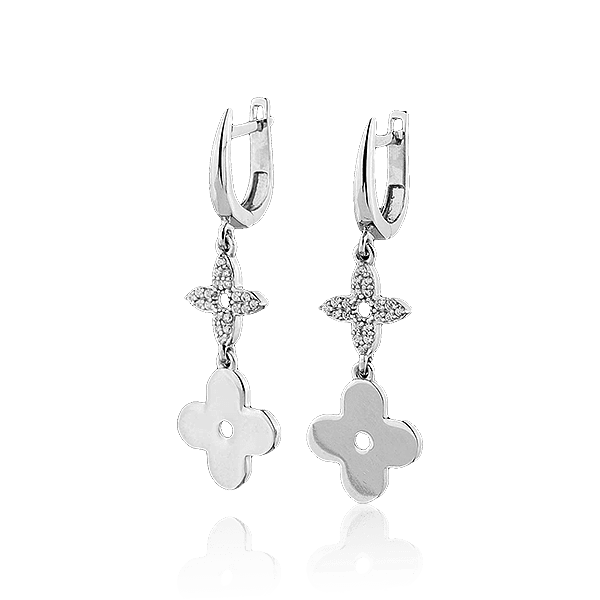 Сережки з білого золота Конюшина 029251 детальне зображення ювелірного виробу Сережки з білого золота Конюшина 029251 детальне зображення ювелірного виробу