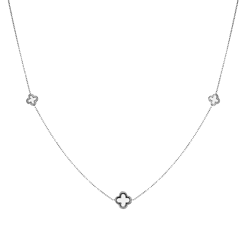 Колье в белом золоте 585 Четырехлистный клевер 032437 детальное изображение ювелирного изделия Золотое колье без камней