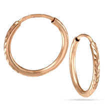обзорное фото Золотые серьги кольца маленькие с алмазной гранью 038197 Золотые серьги без вставок обзорное фото Золотые серьги кольца маленькие с алмазной гранью 038197  Золотые серьги без вставок
