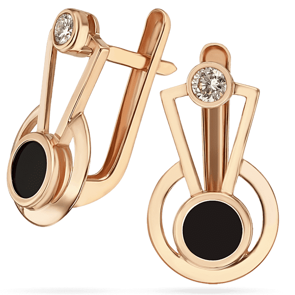 Серьги из красного золота с агатом и фианитом 034633 детальное изображение ювелирного изделия Золотые серьги Серьги из красного золота с агатом и фианитом 034633 детальное изображение ювелирного изделия Золотые серьги