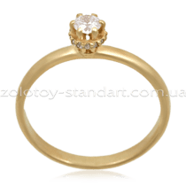 обзорное фото Золотое кольцо с фианитом 1263  Золотые кольца для помолвки с цирконием