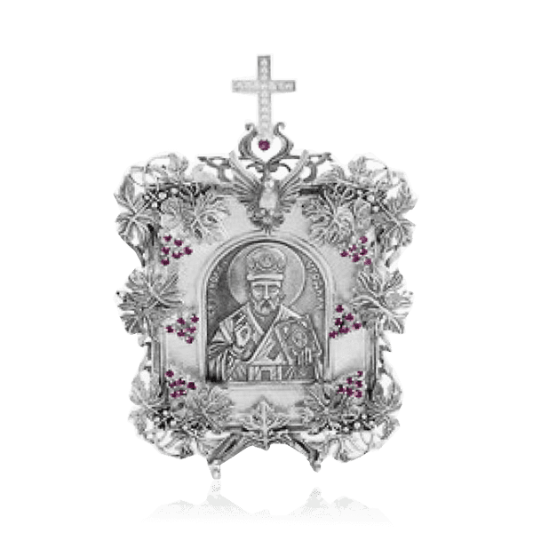 Серебряная икона Николай Угодник с виноградной лозой 035973 детальное изображение ювелирного изделия Иконы серебро Серебряная икона Николай Угодник с виноградной лозой 035973 детальное изображение ювелирного изделия Иконы серебро