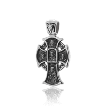 обзорное фото Серебряный крестик с чернением 030609  Серебряные подвески иконки