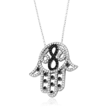 обзорное фото Серебряное колье с подвеской Хамса 033087  Серебряные колье
