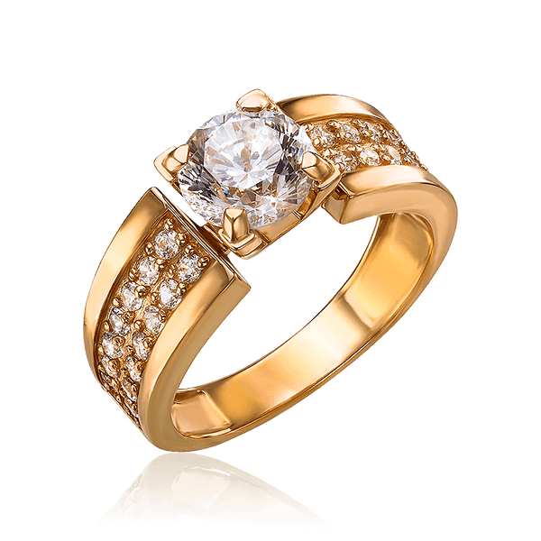 Широкое золотое кольцо с фианитами Оригинальность 034126 детальное изображение ювелирного изделия Золотые кольца Широкое золотое кольцо с фианитами Оригинальность 034126 детальное изображение ювелирного изделия Золотые кольца