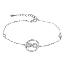 оглядове фото Браслет на руку з фіанітами Нескінченість з додатковим ланцюжком 039701