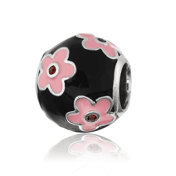 Серебряный подвес-шарм Цветы с эмалью и фианитом 024968 детальное изображение ювелирного изделия Серебряные подвесы-шармы (бусины) Серебряный подвес-шарм Цветы с эмалью и фианитом 024968 детальное изображение ювелирного изделия Серебряные подвесы-шармы (бусины)