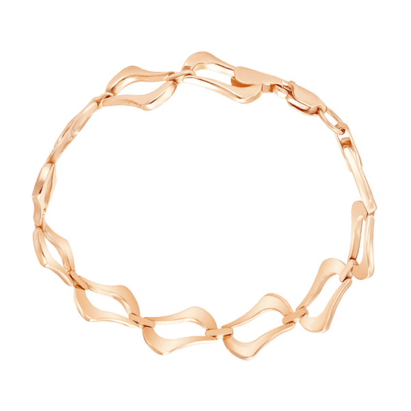 Золотой браслет со звеньями оригинальной формы, что напоминают плавные волны, на карабине 040711 детальное изображение ювелирного изделия Золотые браслеты без камней Золотой браслет со звеньями оригинальной формы, что напоминают плавные волны, на карабине 040711 детальное изображение ювелирного изделия Золотые браслеты без камней