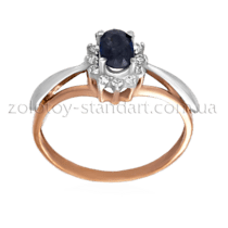 обзорное фото Золотое кольцо с сапфиром и бриллиантами 11472  Золотые кольца с сапфиром