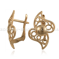 обзорное фото Золотые серьги 400223  Золотые серьги с английским замком