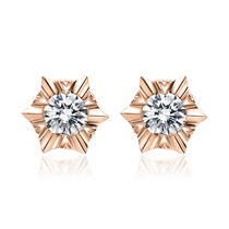 обзорное фото Серьги из красного золота с бриллиантом 029964  Золотые серьги