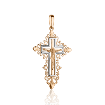 обзорное фото Массивный золотой крестик с Распятием 1,4,0049  Золотые крестики