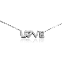 обзорное фото Золотое колье Love с россыпью бриллиантов 032870 Золотое колье с бриллиантами обзорное фото Золотое колье Love с россыпью бриллиантов 032870  Золотое колье с бриллиантами