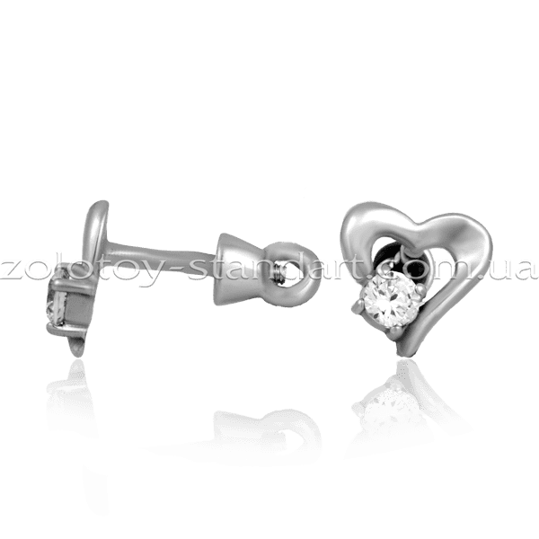 Серебряные серьги сердечки 520009С детальное изображение ювелирного изделия Серебряные серьги с камнями Серебряные серьги сердечки 520009С детальное изображение ювелирного изделия Серебряные серьги с камнями