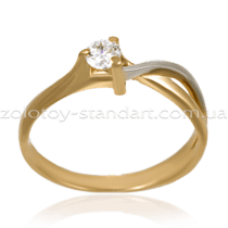 обзорное фото Золотое кольцо 140487  Золотые кольца для помолвки с цирконием