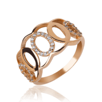 обзорное фото Золотое кольцо с фианитами 031493  Золотые кольца с фианитом