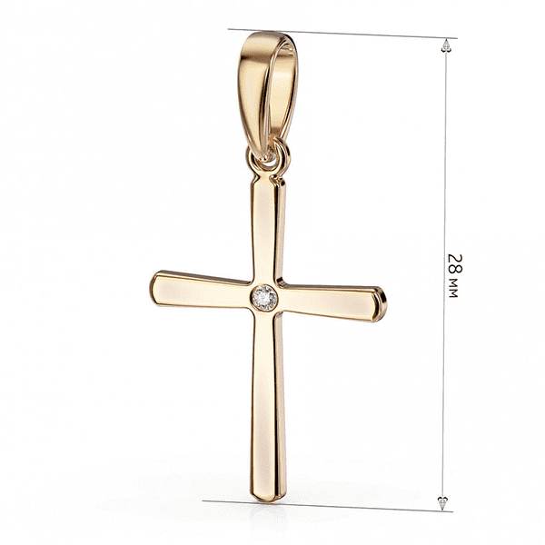 Золотая подвеска-крестик с бриллиантом Золотая подвеска-крестик с бриллиантом