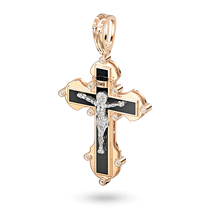 обзорное фото Золотой крест православный с эмаллю 031577 Крестики женские обзорное фото Золотой крест православный с эмаллю 031577  Крестики женские