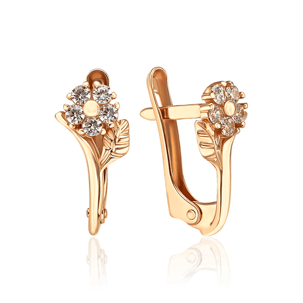 Золотые серьги Цветок с фианитами 035019 детальное изображение ювелирного изделия Золотые серьги Золотые серьги Цветок с фианитами 035019 детальное изображение ювелирного изделия Золотые серьги