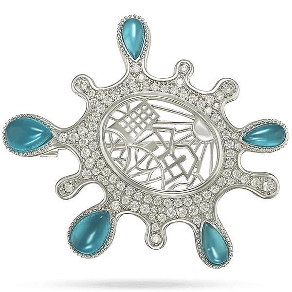 Серебряная брошь с улекситами и фианитами Дождливый День 034332 детальное изображение ювелирного изделия Серебряные броши Серебряная брошь с улекситами и фианитами Дождливый День 034332 детальное изображение ювелирного изделия Серебряные броши