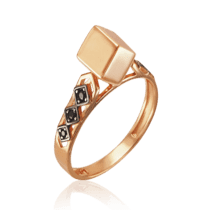 обзорное фото Золотое кольцо с нанокристаллами Кубик 030074  Золотые кольца с фианитом