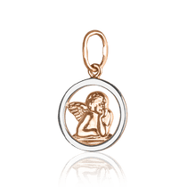 обзорное фото Золотой кулон Ангелочек 034259 Золотые подвески обзорное фото Золотой кулон Ангелочек 034259  Золотые подвески
