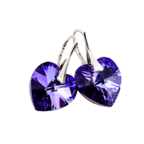 оглядове фото Срібні сережки Фіолетовий сапфір з Кристалами Сваровскі 025278