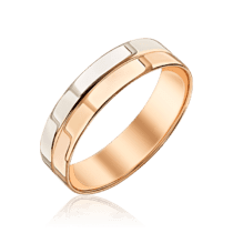 обзорное фото Обручальное кольцо из красного и белого золота 585 пробы 036507  Золотые кольца
