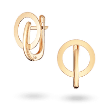 обзорное фото Элегантные золотые серьги с кругом у основания без вставок 041009  Золотые серьги без вставок