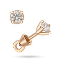 обзорное фото Золотые серьги-пусеты с бриллиантом 041272 Золотые серьги с бриллиантами обзорное фото Золотые серьги-пусеты с бриллиантом 041272  Золотые серьги с бриллиантами