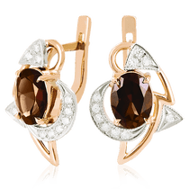 обзорное фото Золотые серьги с раухтопазом 023540 Золотые серьги с раухтопазом обзорное фото Золотые серьги с раухтопазом 023540  Золотые серьги с раухтопазом