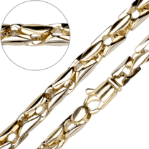 обзорное фото Мужская цепочка из желтого золота ручное плетение 032106  Полновесные золотые цепочки