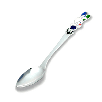 обзорное фото Детская ложка из серебра Пятачок с эмалью 031845 Серебряные детские ложечки обзорное фото Детская ложка из серебра Пятачок с эмалью 031845  Серебряные детские ложечки