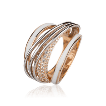 обзорное фото Золотое кольцо с фианитами и эмалью 027852 Золотые кольца с эмалью обзорное фото Золотое кольцо с фианитами и эмалью 027852  Золотые кольца с эмалью