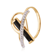 обзорное фото Золотое кольцо с агатом и фианитами 028623  Золотые кольца с агатом