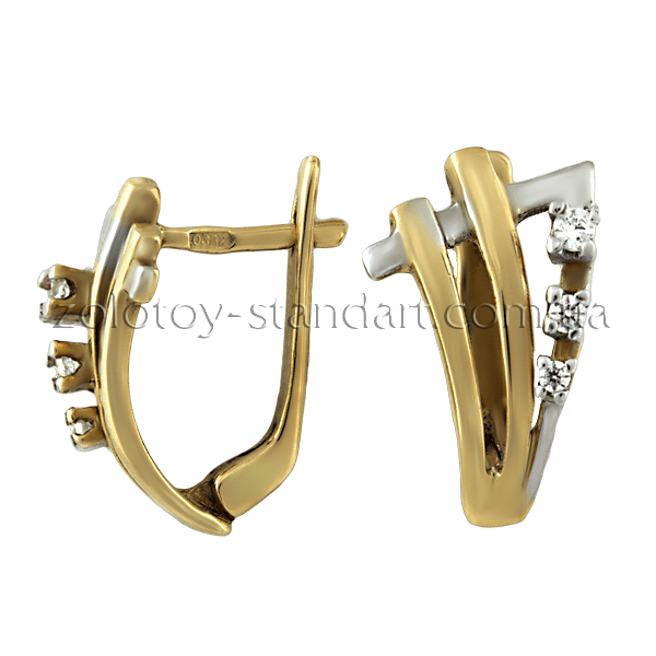 Золотые серьги с цирконием 85117 детальное изображение ювелирного изделия Золотые серьги с фианитом