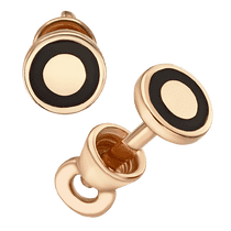обзорное фото Золотые пуссеты круглой формы с черной эмалью 040754 Золотые серьги с эмалью обзорное фото Золотые пуссеты круглой формы с черной эмалью 040754  Золотые серьги с эмалью
