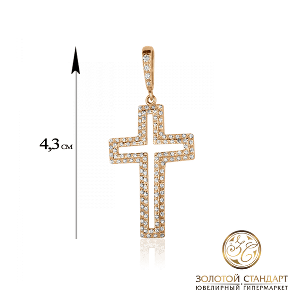 Золотой декоративный крестик с фианитами Золотой декоративный крестик с фианитами
