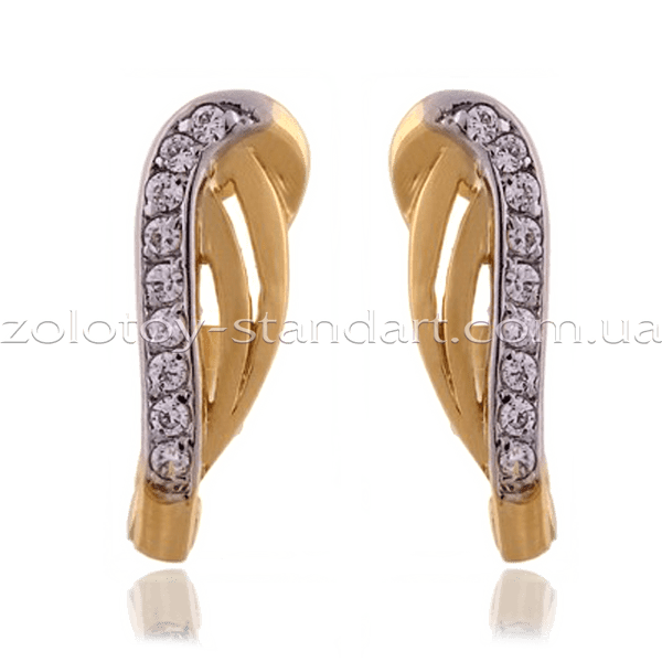 Золотые серьги с цирконием 848 детальное изображение ювелирного изделия Золотые серьги с фианитом