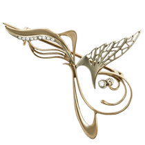 обзорное фото Золотая брошь с фианитами 652210 Золотые броши обзорное фото Золотая брошь с фианитами 652210  Золотые броши