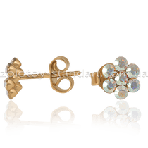 обзорное фото Детские золотые серьги гвоздики Цветы с цирконием 211166s  Серьги с камнями