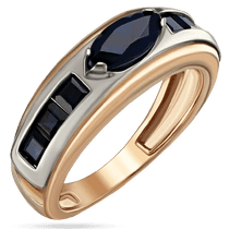 обзорное фото Женское кольцо с сапфирами в красном и белом золоте 585 пробы 039658 Золотые кольца с сапфиром обзорное фото Женское кольцо с сапфирами в красном и белом золоте 585 пробы 039658  Золотые кольца с сапфиром
