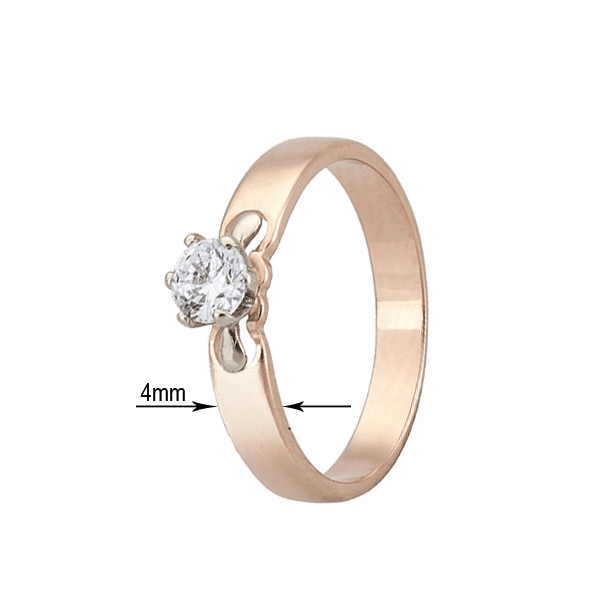 Каблучка для заручин з червоного золота з фіанітом 028578 детальне зображення ювелірного виробу