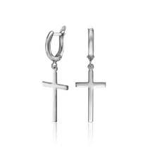 обзорное фото Серебряные серьги крестики без вставок на английском замке 034323 Серебряные серьги обзорное фото Серебряные серьги крестики без вставок на английском замке 034323  Серебряные серьги