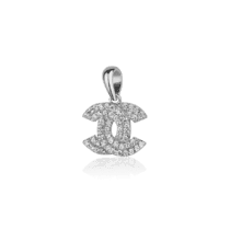 обзорное фото Серебряный подвес в стиле Chanel с фианитами 027997  Серебряные подвески со вставками